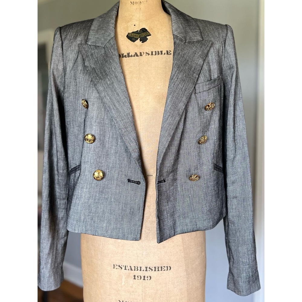 White House Black Market Cropped Linen Blend Studio Blazer 8 - Picture 2 of 14